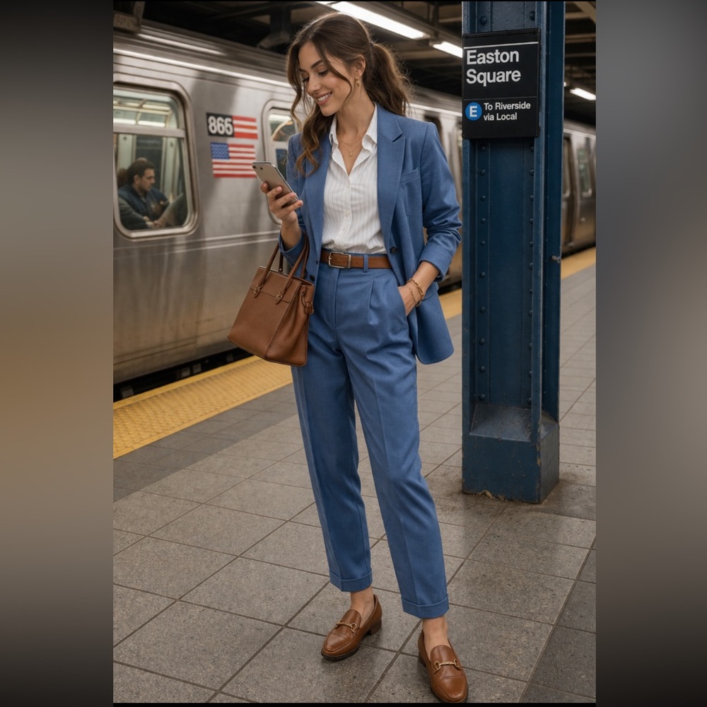 Banana Republic Tailored Blue Women's Suit Pants - Classic Office Trousers